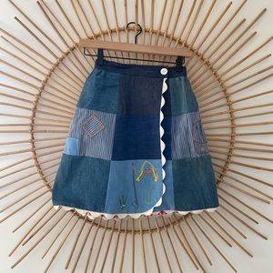 Patchwork skirt with embroidered Farm girl